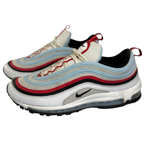 Nike Air Max 97 White Red Light Blue Running Sneakers Men’s Size 11 - Picture 9 of 15